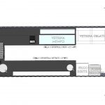 Rendering di container bar con attrezzature professionali – Vista interna di un chiosco container attrezzato con frigoriferi, banconi e cucina per la preparazione e somministrazione di bevande e snack.