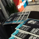 Riviste Rolling Stone in esposizione all’interno del container eventi durante il Festival di Sanremo