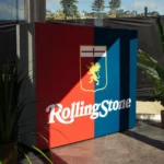 Allestimento container Showbox brandizzato Genoa e Rolling Stone in location eventi a Sanremo