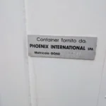 Targa identificativa container Phoenix International utilizzato per allestimento eventi a Sanremo